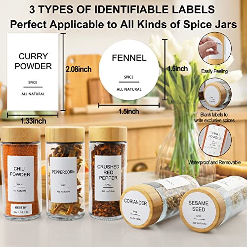 Glass Spice Jars with 398 Labels (24 Count)