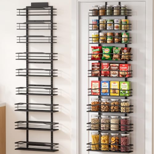 Black 9 Tier Over The Door & Wall Mount Pantry Organizer (9-Tier Door&Wall / Black)