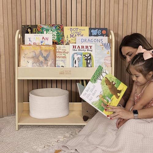 3 Shelf Floor Book Display with Handles and Storage (Natural)
