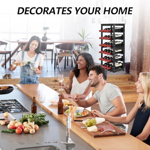 Wine Rack 24 Botttle Freestanding Floor (6 Tier Black)