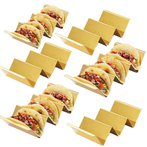 Gold Taco Holder Stand with Handles for Party (Gold)