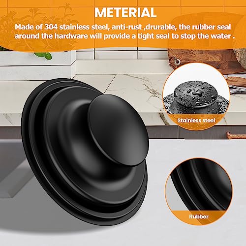Huntorny 2PCS Kitchen Sink Drain Strainer and Stopper (Black)