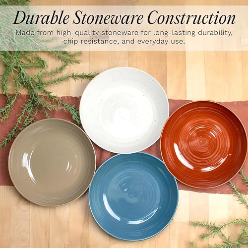 Siterra Painter's Palette Stoneware Pasta Bowls (Rustic Mix / Pasta Bowl Set)