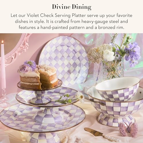 Enamel Serving Platter (Violet Check)