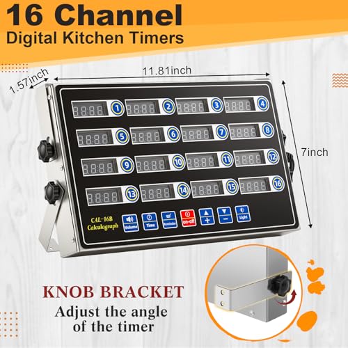 1 Pack Commercial Digital Kitchen Timer for Cooking (16 Channel)