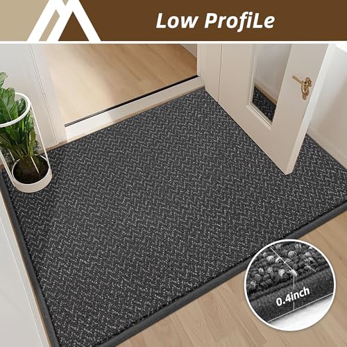 Dirt Trapper Door Mat 20"x32" Non Slip Washable Dark Grey (4.44 Sq Ft)
