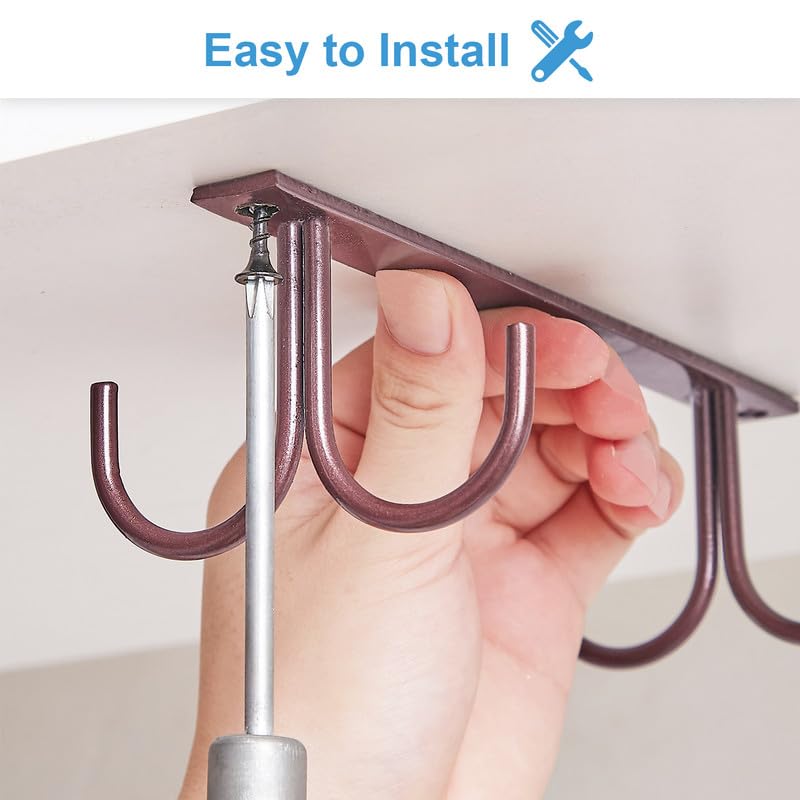 Mug Rack Under Cabinet (Brown / 2 Pack)