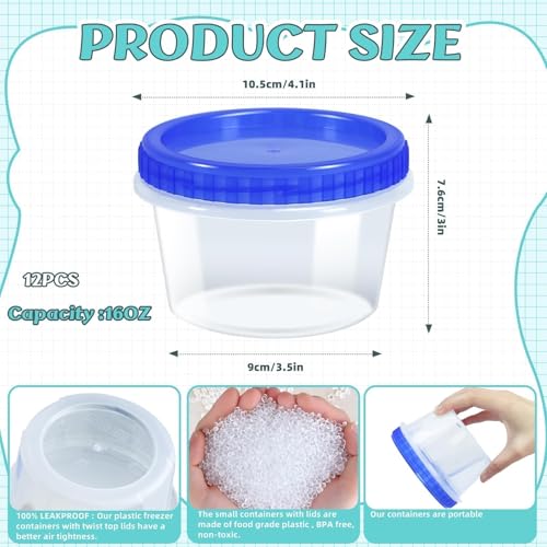 12 Pack Freezer Containers with Lids (16oz-12pack)