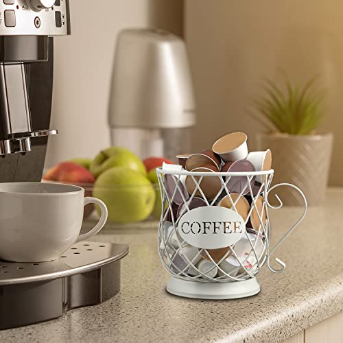 White Medium Coffee Pod Capsule Storage Holder for 35 K Cups Capacity K Cup Holder K Cup Organizer (White / Medium for 35 kcups)