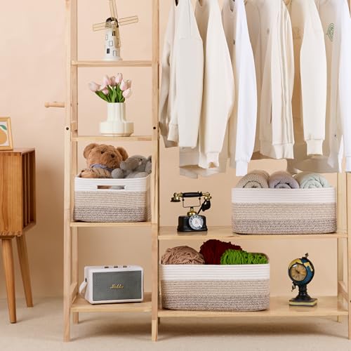 Large Storage Baskets for Organizing (4pcs-L17×W13×H7.5" / Gradient Brown)