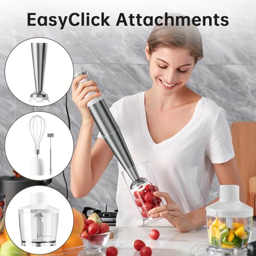 Immersion Blender Handheld Corded (White / 5 in 1)