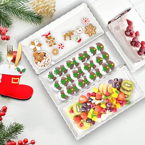 17" x 8" x 1.5" White Serving Tray Set (2 Count)