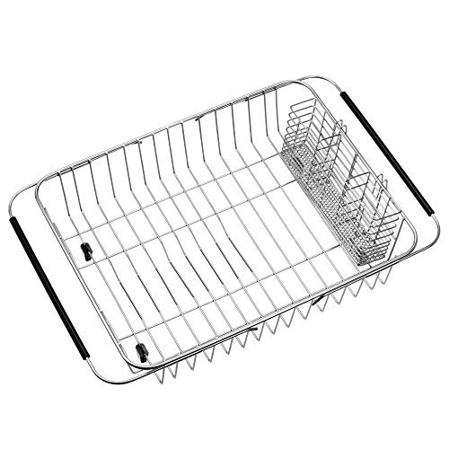 Expandable Dish Drying Rack Organizer and Utensil Cutlery Holder