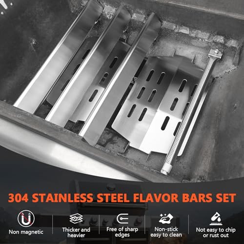 SUS304 Grill Parts for Weber Genesis 300 Series with Front Control Knob (L8 17.5")