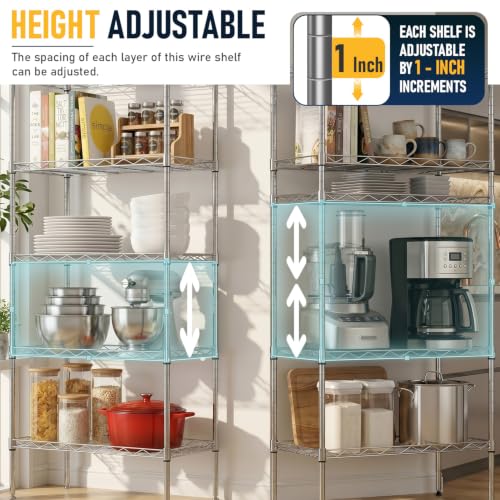 5 Tier Wire Shelf (Chrome / 22×12×48)