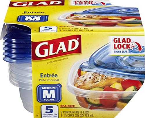 GladWare Entree Food Storage Containers with Lids (Square / 5 Count (Pack of 6))