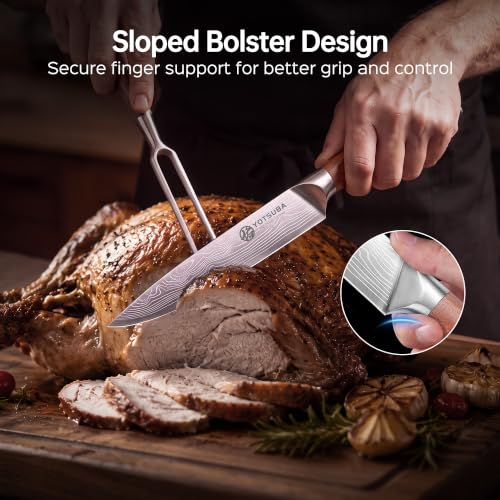 Japanese Carving Knife and Fork Set with Ergonomic Rosewood Handle (2pcs carving set)