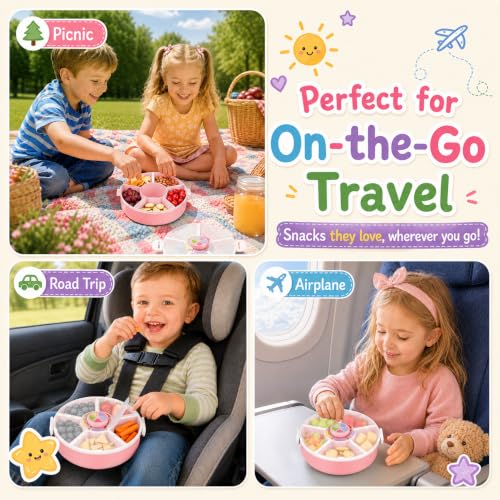 Kids' Rotating Snack Container Set (Pink 2 Pack)
