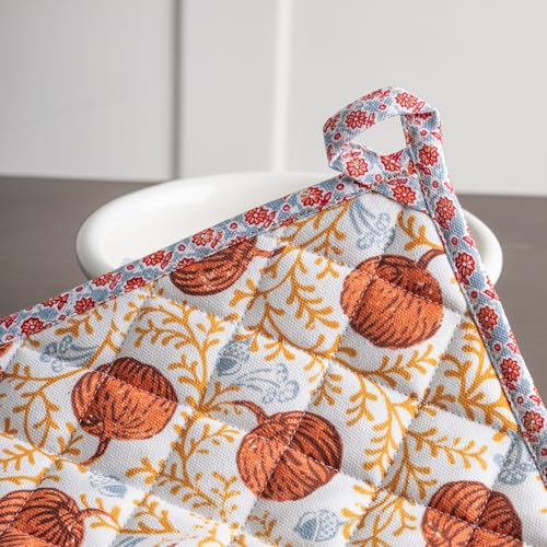 Pot Holders 100% Cotton Potholders (033 - Harvest Festival / 8" x 8" (Pot Holder Pack of 1))