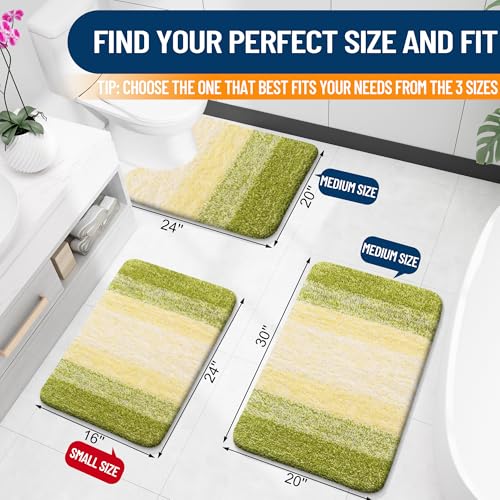 Small Bathroom Rugs 24x16 (24" X 16" / Olive Green)