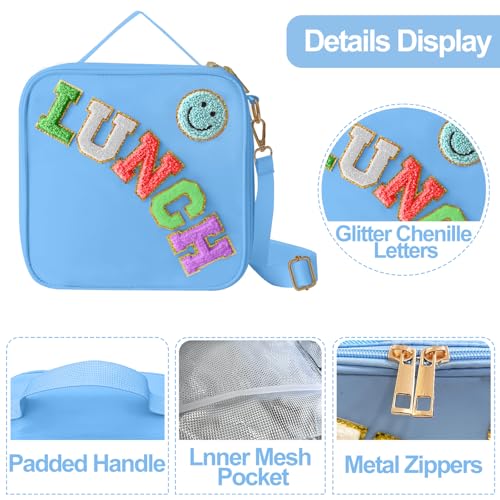Insulated Lunch Bag With Adjustable Shoulder Strap (Dark Blue)