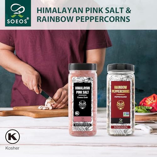 Pink Salt 20 Oz + Rainbow Peppercorns 8 Oz (14 Ounce (Pack of 2))