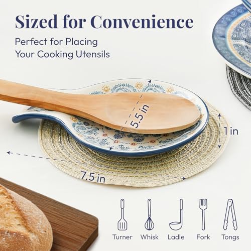 Blue Talavera Ceramic Spoon Rest for Stove Top