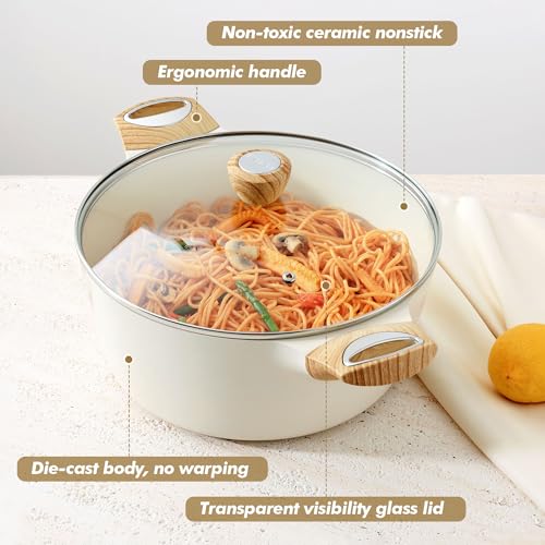 Ceramic Nonstick Pot (4.5 + 6.6 Quarts / Ceramic White)