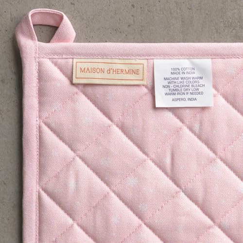100% Cotton Oven Mitt & Pot Holder Set (124 - Christmas Market - Pink / 7.5" x 13" & 8" x 8" (Oven Mitt & Pot Holder))