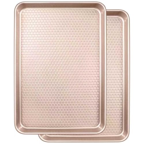 Baking Sheet Pan Set of 2 (15x10x1 inch Set / Textured Rose Gold)
