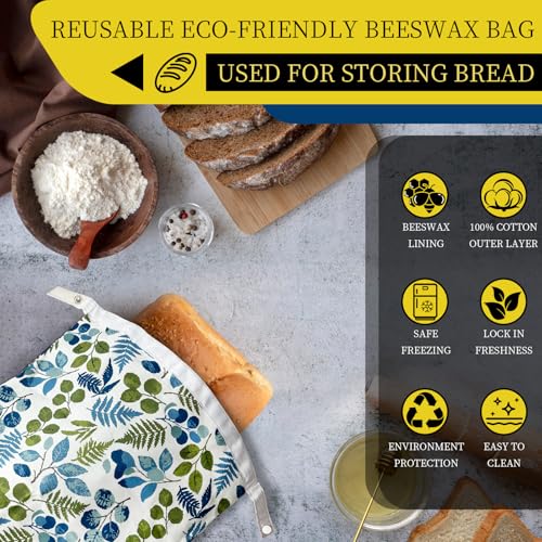 Reusable Beeswax Bread Storage Bag (Lemons & Leaves)