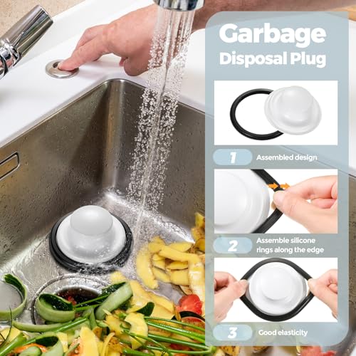 3 Pcs Sink Plug Stopper Disposal Drain Strainer (Porcelain White)