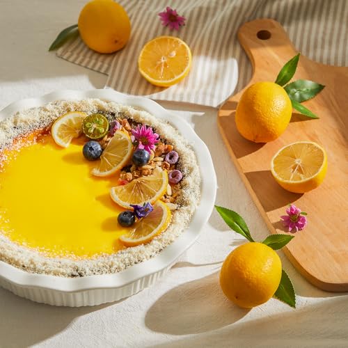 Porcelain Deep Fluted Pie Dish for Baking (White)