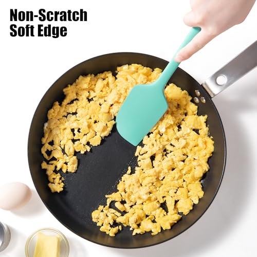 600°F Heat Resistant Silicone Large Spatula (11.4in (Flat Spatula) / Aqua Sky)