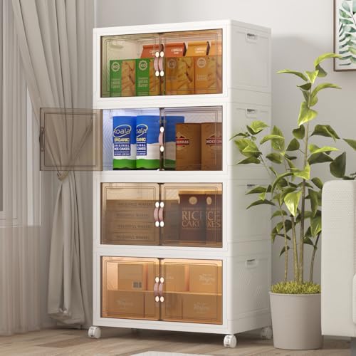 480QT Stackable Storage Bins with Lids (White / 25.6"L)