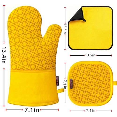 Oven Mitts and Pot Holders Sets 6pcs (Yellow)
