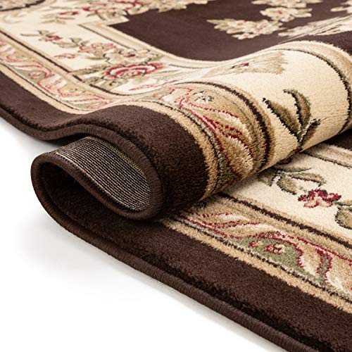 Timeless Collection Le Petit Palais Brown 3x5 Luxurious Traditional French Aubusson Medallion Oriental Area Rug Perfect for Living Room Bedroom or Dining Room Easy (3'11" x 5'3" (Rectangular) / Brown)