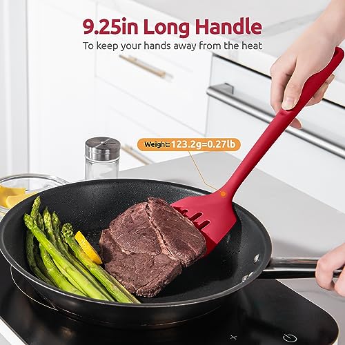 Silicone Turner Slotted Spatula (Red / 13.6")