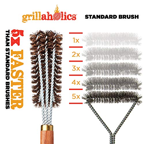 Natural Palmyra Fiber Bristle Grill Brush with Wooden Handle