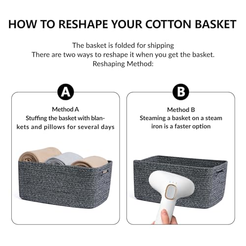 Large Storage Baskets for Shelves (3pcs-L17×W13×H7.5" / Dark Gray)