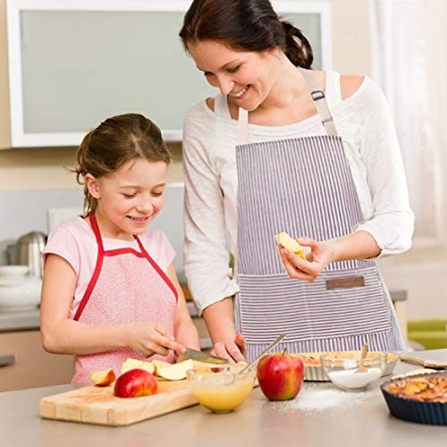Adjustable Bib Apron with 2 Pockets Cooking Kitchen Cotton Aprons for Women Men Chef Restaurant BBQ Painting Crafting