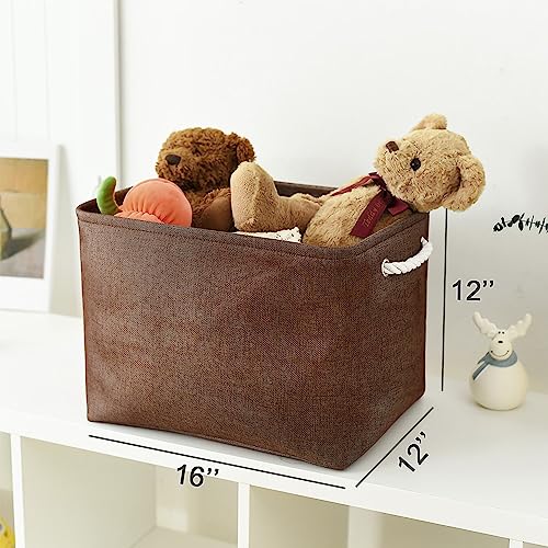 Organization and Storage Basket for Shelves (Brown / 3PCS/Large Cube - 16L×12W×12H)