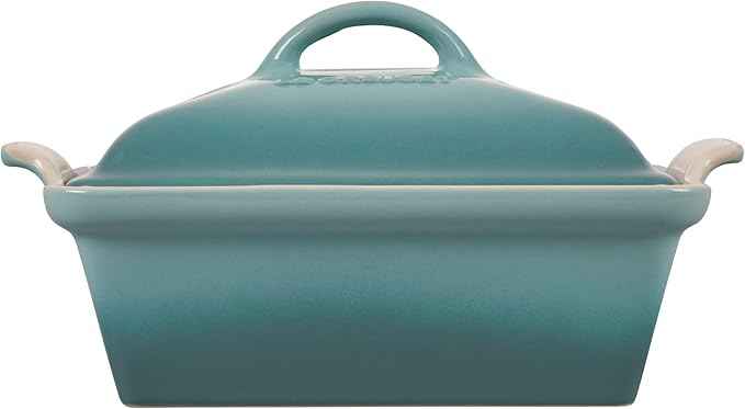 Le Creuset Stoneware Heritage Covered Square Casserole, 2.5qt. (9"), Sea Salt