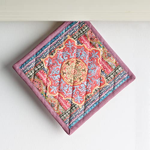 Pot Holders 100% Cotton Potholders (075 - Ispahan / 8" x 8" (Pot Holder Pack of 1))