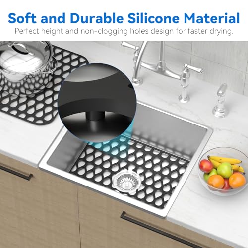 Silicone Sink Mat 2PCS TOOVEM Sink Protectors for Kitchen Sink Mats