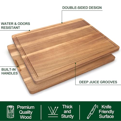 20" XL Extra Large Wood Cutting Boards for Kitchen Acacia Charcuterie Board (20"L x 15"W)