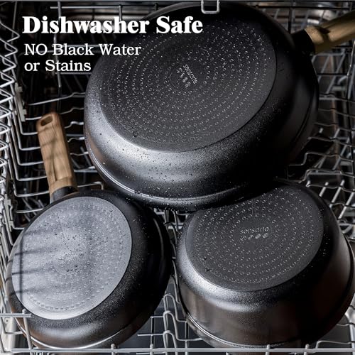 20Pcs Nonstick Pots and Pans Set (Midnight Black / L)