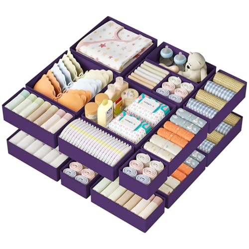 Drawer Organizer Clothes 15 Pack (Purple / 15 Pack)
