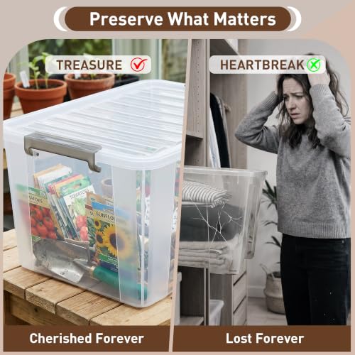 4 Pack 69 QT Clear Plastic Storage Bins with Latching Lids (Clear White / 4 PCS-69 QT)