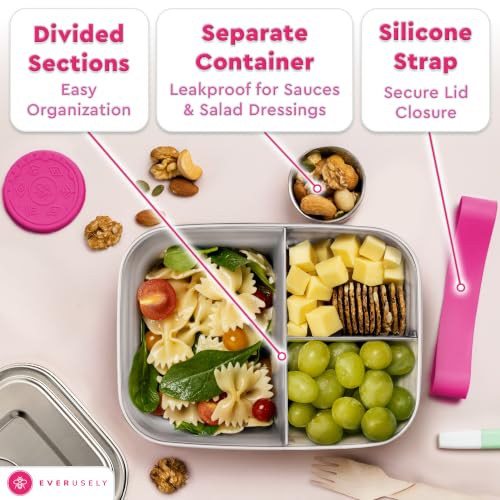 Stainless Steel Bento Box + Condiment Container (Dragonfruit / 47oz / 1400ml)